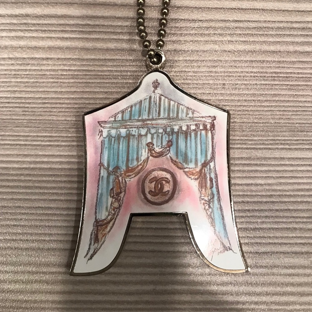 CHANEL Silver Metal Keychain Theater Stage Design